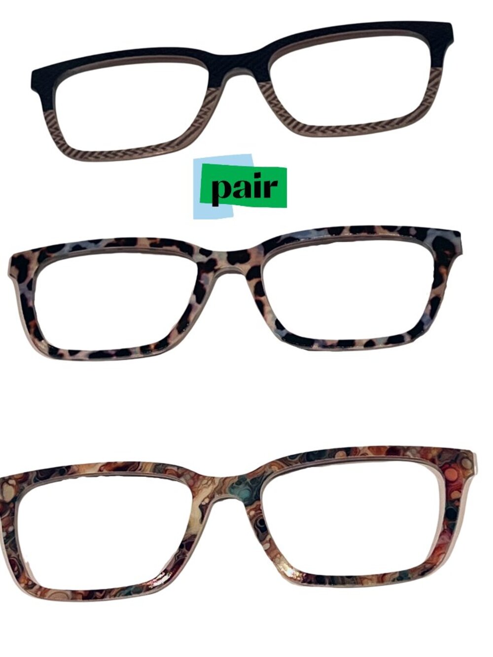 3 Pair Brand Toppers, Larkin Frame, Like new condition